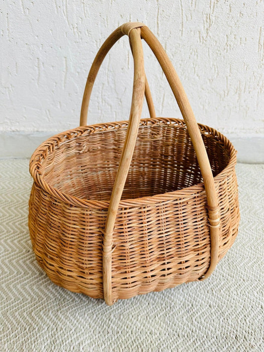 Buy Storage & Organizer - Rattan Traditional Basket With Handle | Fruit Storage & Gifting Basket For Table by Tesu on IKIRU online store