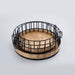 Buy Storage Tray & Basket - Natural Black Iron & Wooden Round Basket Trays For Storage Set of 2 by Indecrafts on IKIRU online store