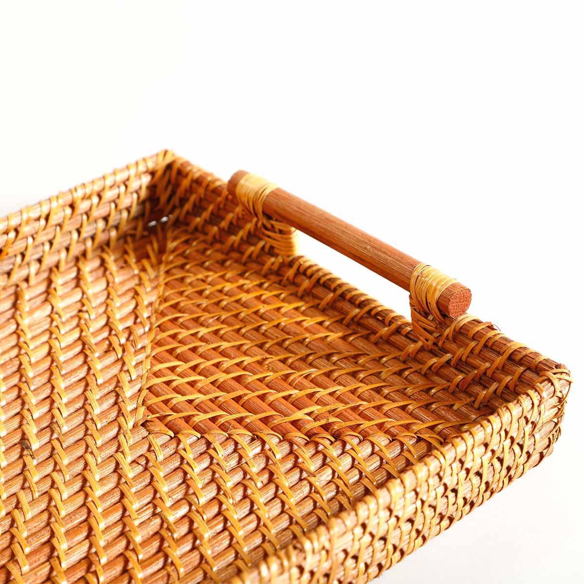 Buy Storage Tray & Basket - Yale Rattan Tray Brown Colour by Home4U on IKIRU online store