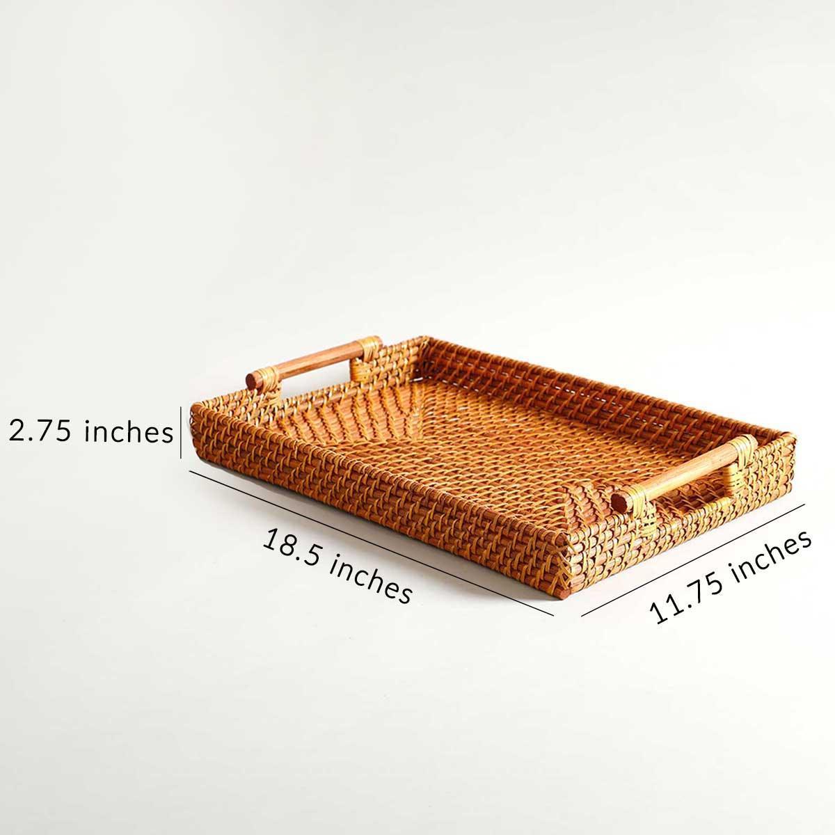 Buy Storage Tray & Basket - Yale Rattan Tray Brown Colour by Home4U on IKIRU online store
