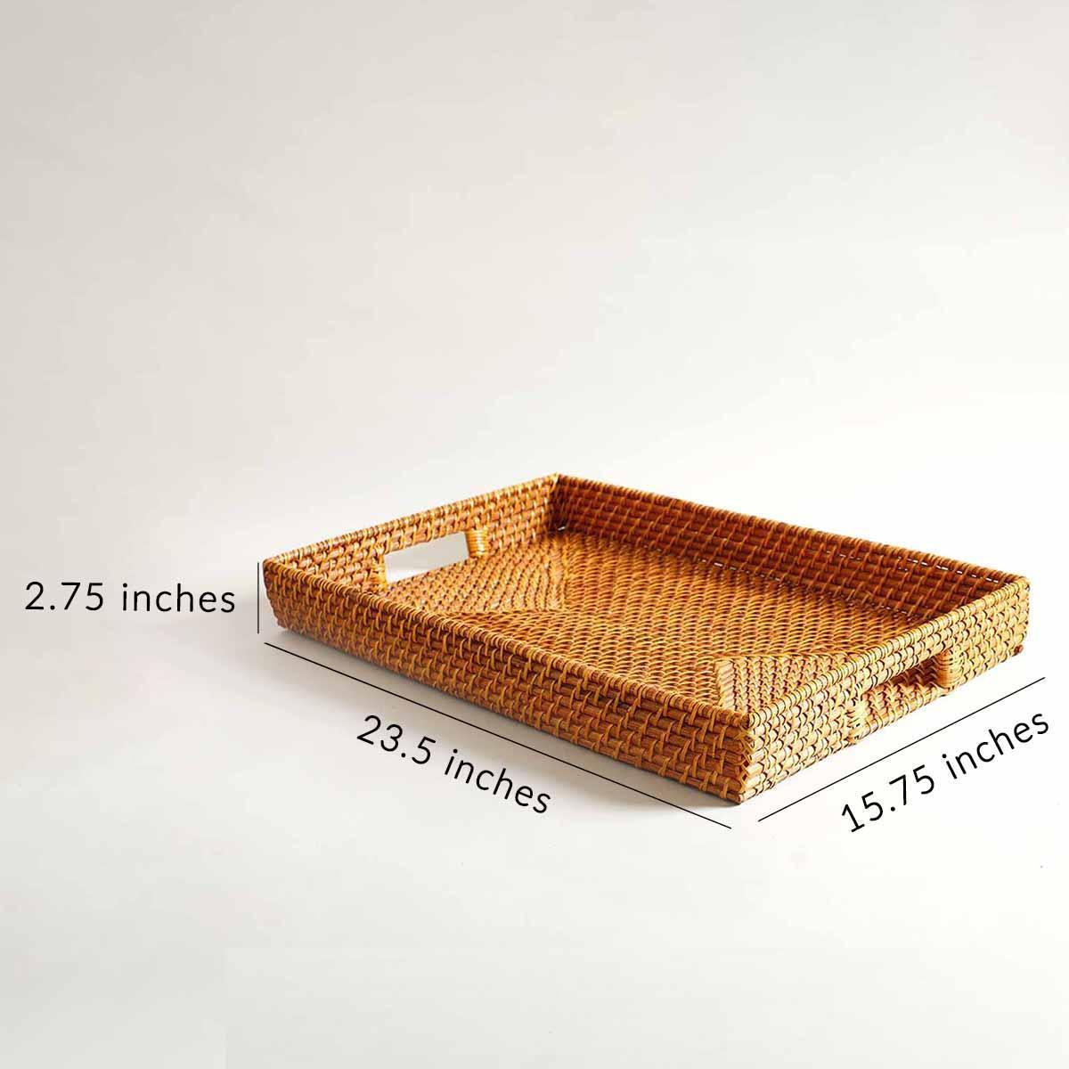 Buy Storage Tray & Basket - Yale Rattan Tray Brown Colour by Home4U on IKIRU online store