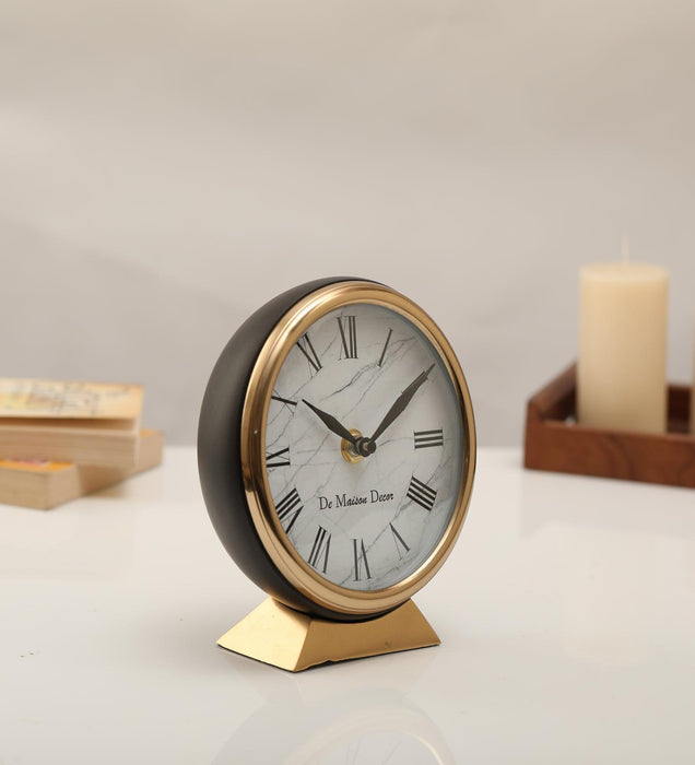 Buy Table Clock - Aluminium Decorative Roman Round Clock For Office Desk & Table Decor by De Maison Decor on IKIRU online store