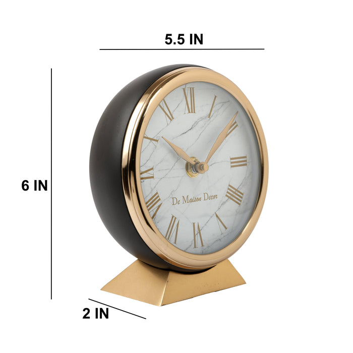 Buy Table Clock - Aluminium Decorative Roman Round Clock For Office Desk & Table Decor by De Maison Decor on IKIRU online store