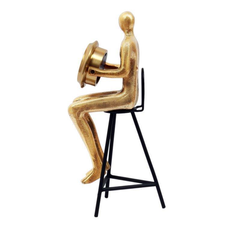 Buy Table Clock - Antique Black Metallic Modern Sitting Man Table Clock For Living Room & Table Decor by De Maison Decor on IKIRU online store