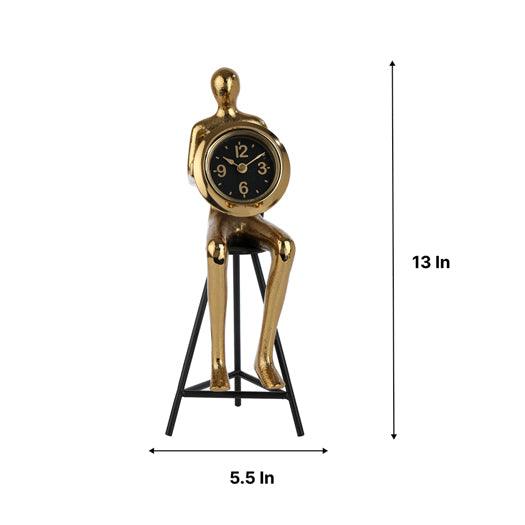 Buy Table Clock - Antique Black Metallic Modern Sitting Man Table Clock For Living Room & Table Decor by De Maison Decor on IKIRU online store