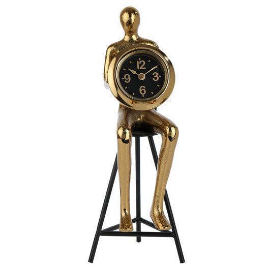 Buy Table Clock - Antique Black Metallic Modern Sitting Man Table Clock For Living Room & Table Decor by De Maison Decor on IKIRU online store