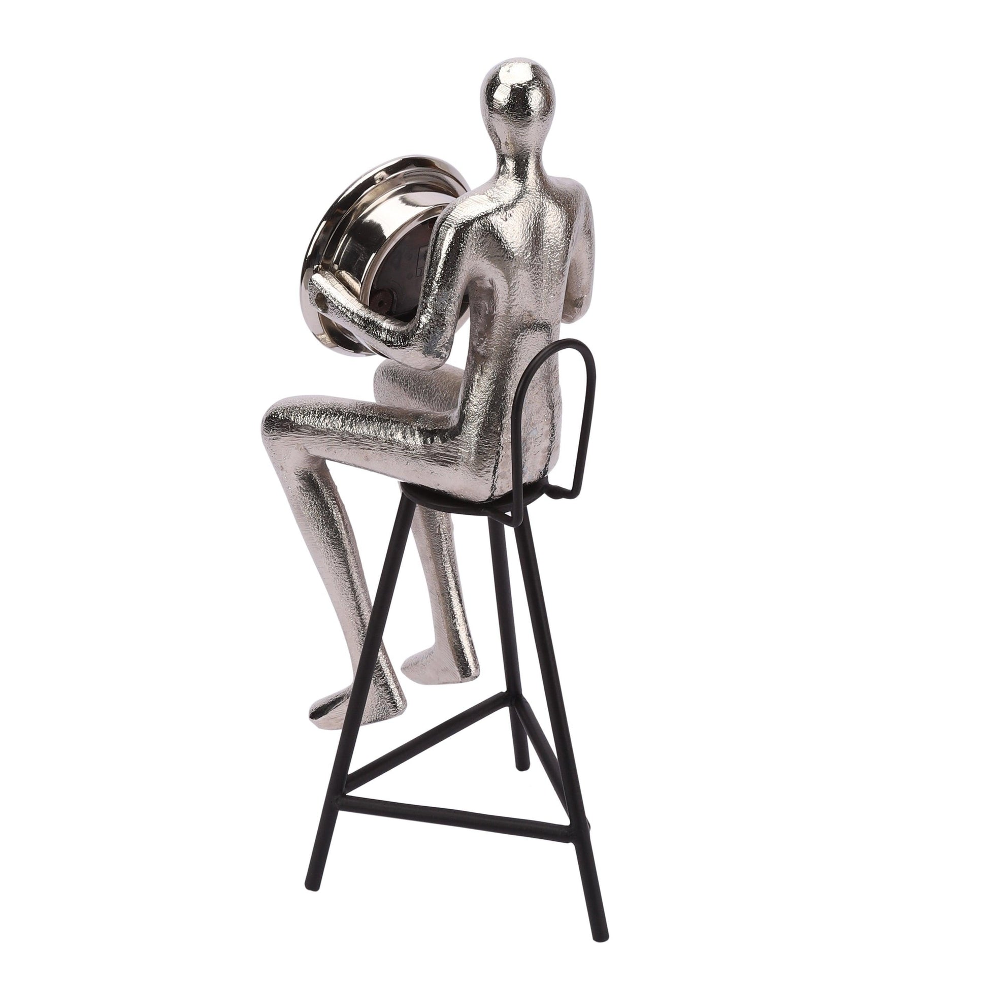 Buy Table Clock - Antique Black Metallic Modern Sitting Man Table Clock For Living Room & Table Decor by De Maison Decor on IKIRU online store