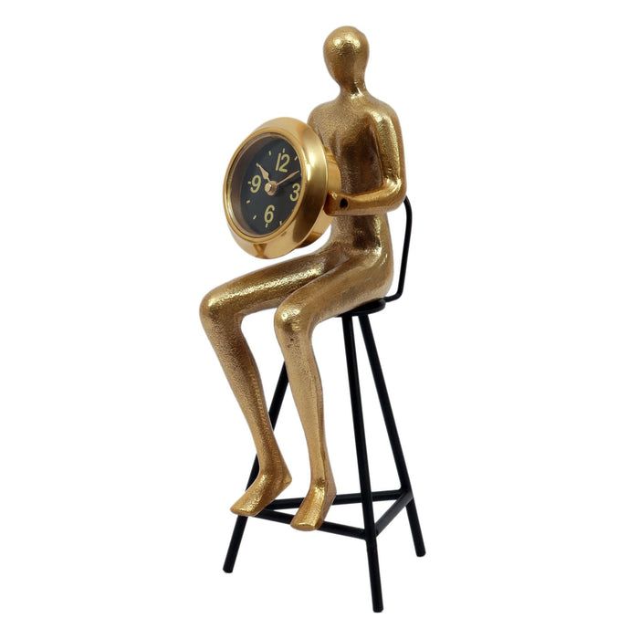 Buy Table Clock - Antique Black Metallic Modern Sitting Man Table Clock For Living Room & Table Decor by De Maison Decor on IKIRU online store