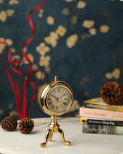 Buy Table Clock - Chrono Aluminium Decorative Golden Table Clock For Home & Office Desk by De Maison Decor on IKIRU online store