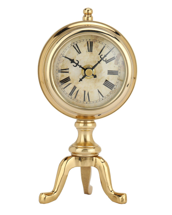 Buy Table Clock - Chrono Aluminium Decorative Golden Table Clock For Home & Office Desk by De Maison Decor on IKIRU online store