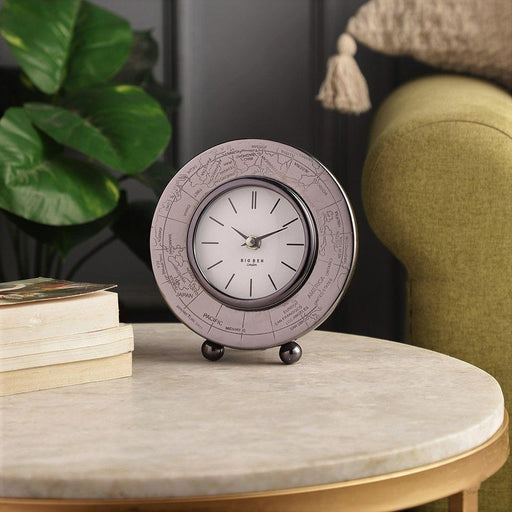 Buy Table Clock - Metallic Round Side Table World Clock For Bedroom & Study Room Decor by De Maison Decor on IKIRU online store