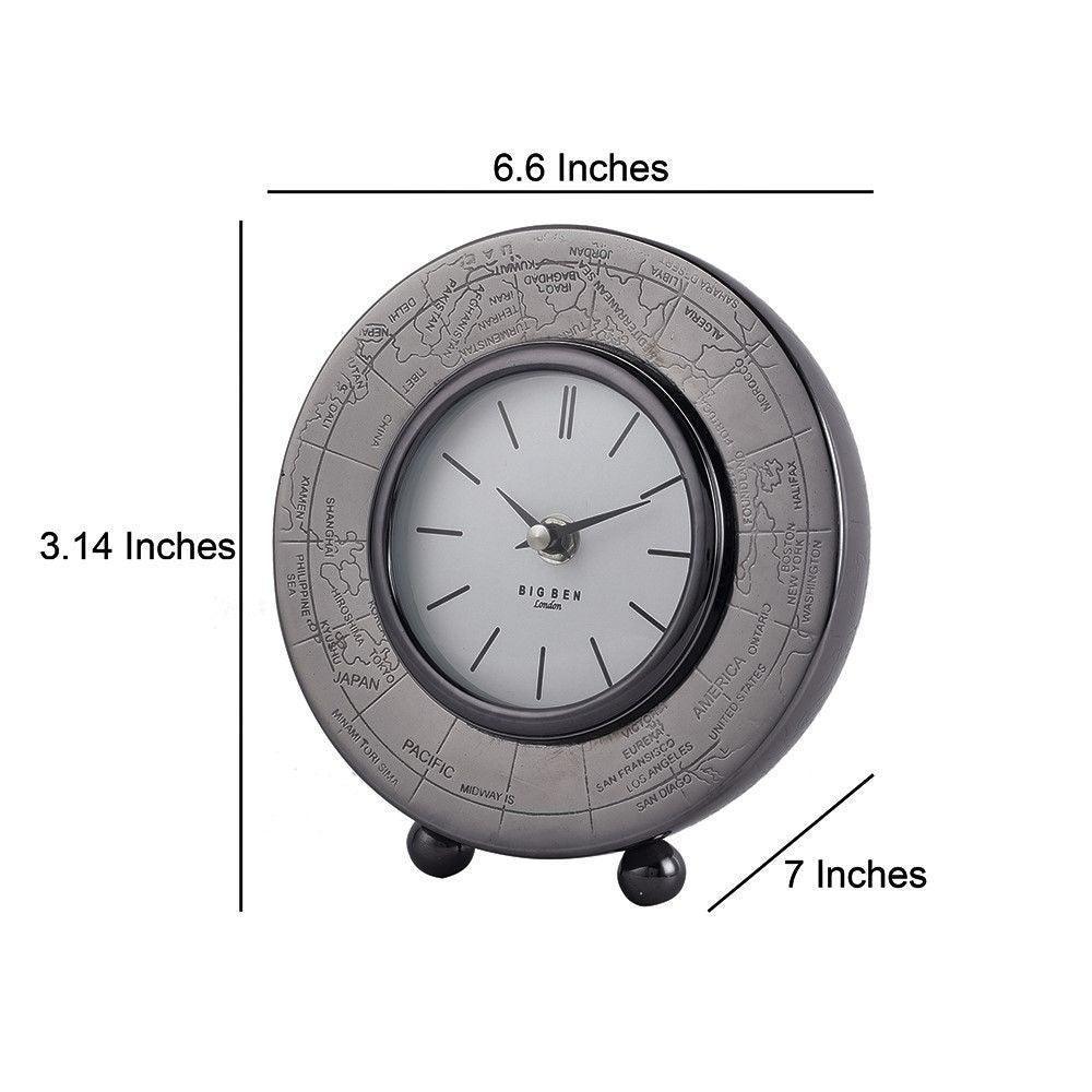Buy Table Clock - Metallic Round Side Table World Clock For Bedroom & Study Room Decor by De Maison Decor on IKIRU online store