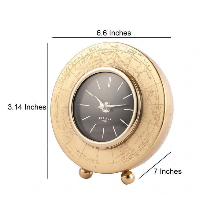 Metallic Round Side Table World Clock For Bedroom & Study Room Decor ...
