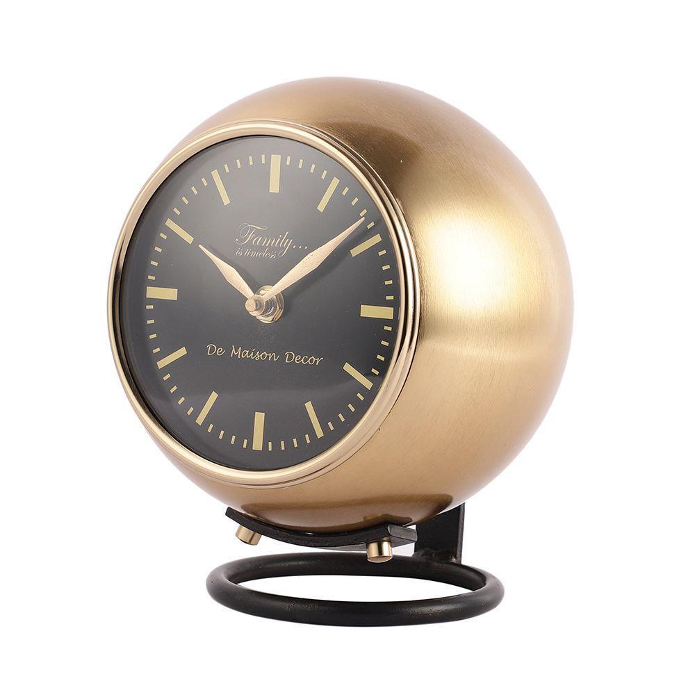 Buy Table Clock - Minimal Gold & Black Finish Globe Table Clock For Home & Office by De Maison Decor on IKIRU online store