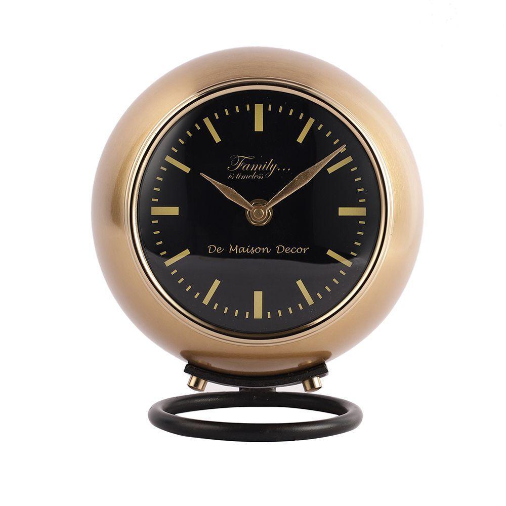 Buy Table Clock - Minimal Gold & Black Finish Globe Table Clock For Home & Office by De Maison Decor on IKIRU online store