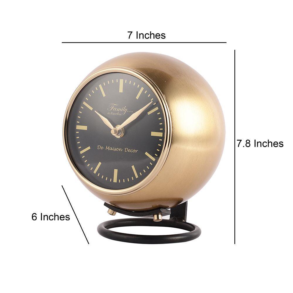 Buy Table Clock - Minimal Gold & Black Finish Globe Table Clock For Home & Office by De Maison Decor on IKIRU online store