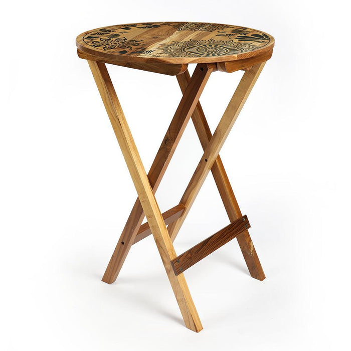 Buy Table - Dream Plantation Round Folding Table | Mandala Design Side Table by bambaiSe on IKIRU online store