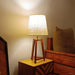 Buy Table lamp - Adrienne Brown Wooden Table Lamp with White Jute Lampshade by Symplify on IKIRU online store