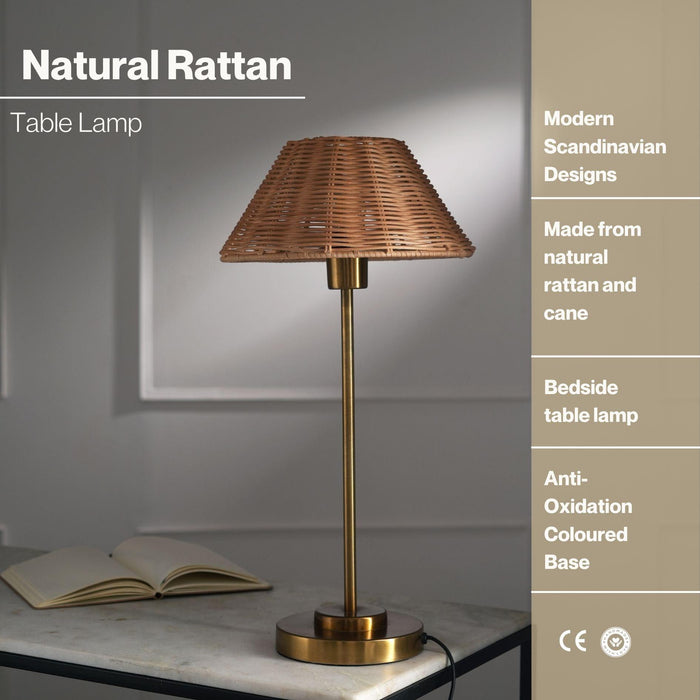 Buy Table lamp - Aesthetic Natural Cane Finish Table Lamp | Decorative Light For Home by Fig on IKIRU online store