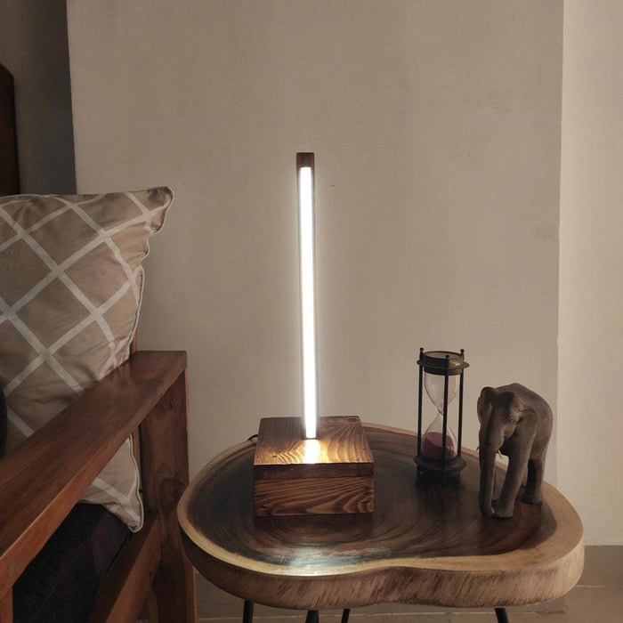 Buy Table lamp - Arc Brown Wooden Led Table Lamp for Living Room Decor | Desk Light by Symplify on IKIRU online store