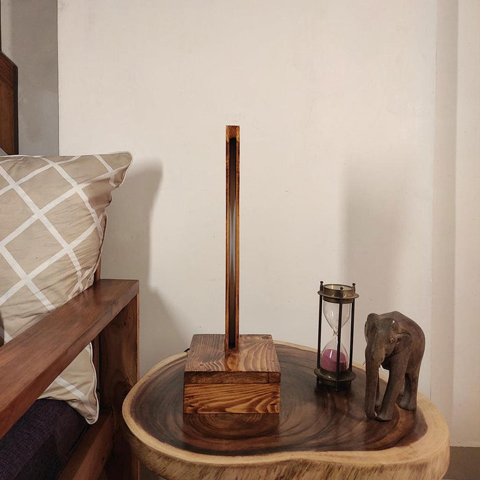 Buy Table lamp - Arc Brown Wooden Led Table Lamp for Living Room Decor | Desk Light by Symplify on IKIRU online store