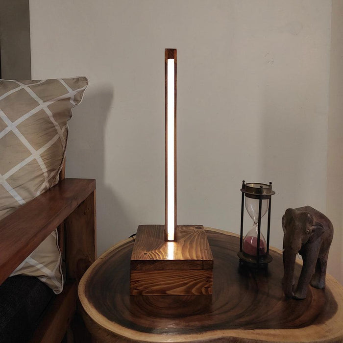 Buy Table lamp - Arc Brown Wooden Led Table Lamp for Living Room Decor | Desk Light by Symplify on IKIRU online store