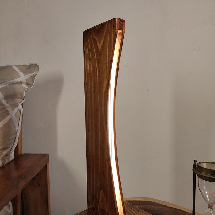 Buy Table lamp - Arc Brown Wooden Led Table Lamp for Living Room Decor | Desk Light by Symplify on IKIRU online store