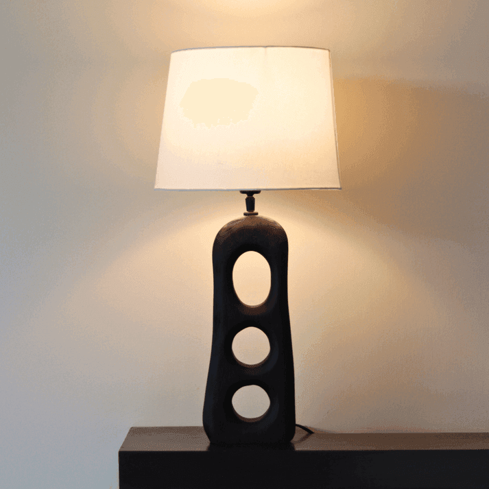 Buy Table lamp - Aries Textured Wooden Lamp | Bedside Lampshade by Muun Home on IKIRU online store