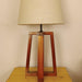 Buy Table lamp - Blender Brown Wooden Table Lamp with White Fabric Lampshade by Symplify on IKIRU online store