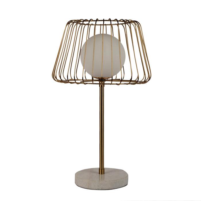 Buy Table lamp - Caged Orb Golden Table Lampshade With Marble Base For Bedside & Living Room by De Maison Decor on IKIRU online store