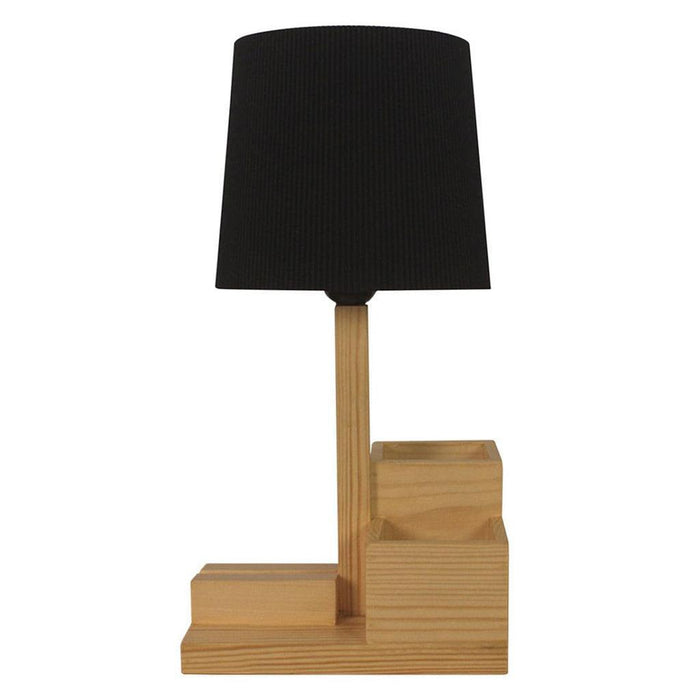 Buy Table lamp - Classic Wooden Table Lamp With Black Fabric Lampshade and Mobile Stand by Symplify on IKIRU online store