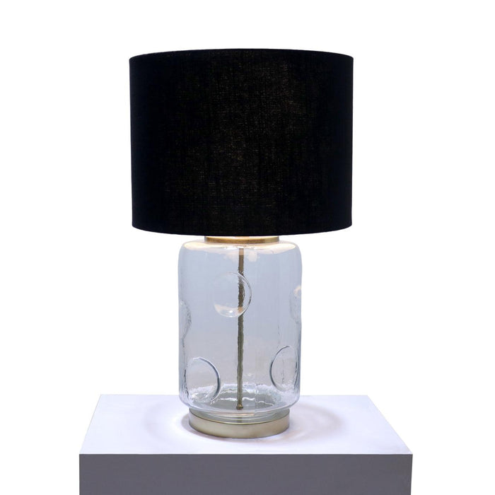 Buy Table lamp - Cotton Black Modern Glanz Glass Table Lamp Light With Bulb For Home Decoration by Home Blitz on IKIRU online store