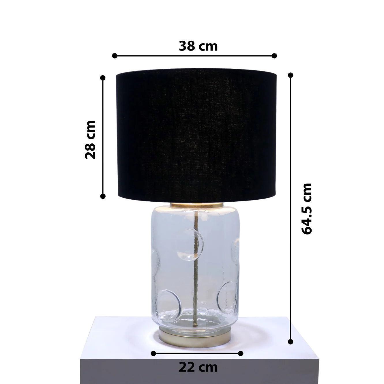 Cotton Black Glanz Glass Table Lamp Light With Bulb For Home