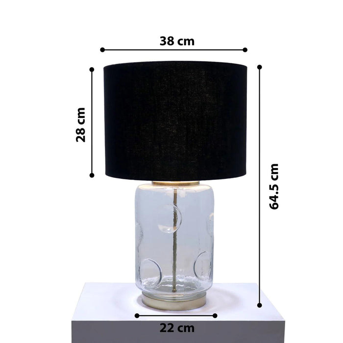 Buy Table lamp - Cotton Black Modern Glanz Glass Table Lamp Light With Bulb For Home Decoration by Home Blitz on IKIRU online store