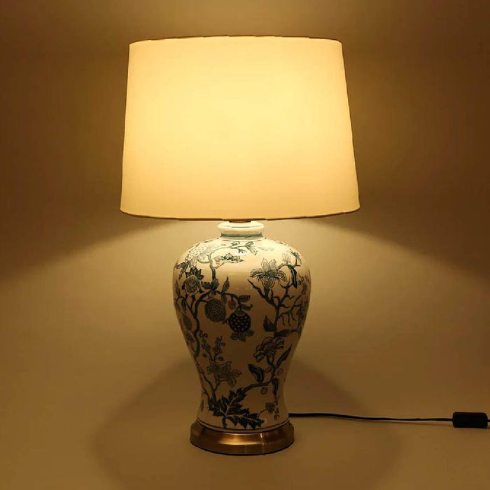 Buy Table lamp - Decorative Conical Table Lamp | Floral Printed Base & Linen Shade Side Light by Home4U on IKIRU online store