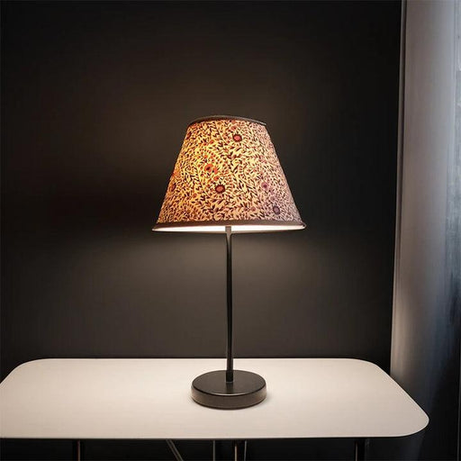Buy Table lamp - Decorative Floral Printed Table Lamp Light | Handmade Paper Lampshade and Metal Base by Fig on IKIRU online store