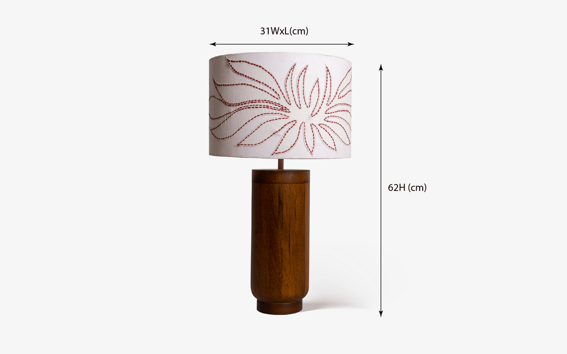 Buy Table lamp - Gesu Wooden & Cotton Shade Decorative Table Lamp For Bedroom & Living Room by Orange Tree on IKIRU online store