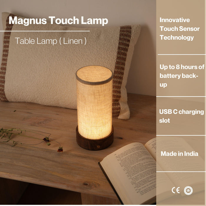 Buy Table lamp - Linen Magnus Touch Lamp | Wireless Center Table Lampshade by Fig on IKIRU online store