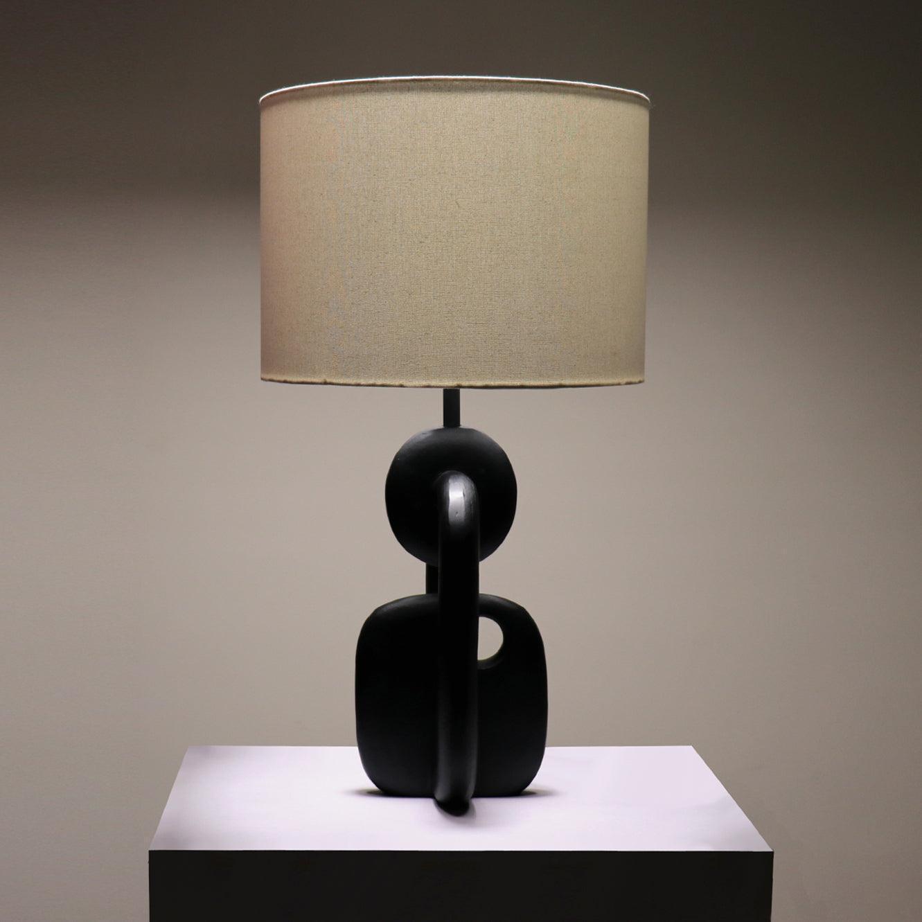 Buy Table lamp - Off White Cotton Linen & Black Metal Novum Table Lamp Light For Home Decor by Home Blitz on IKIRU online store