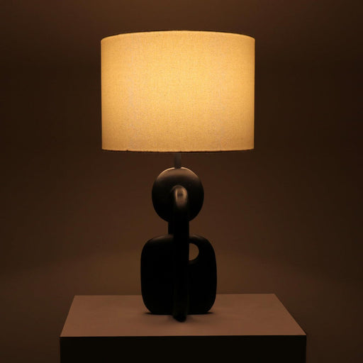 Buy Table lamp - Off White Cotton Linen & Black Metal Novum Table Lamp Light For Home Decor by Home Blitz on IKIRU online store