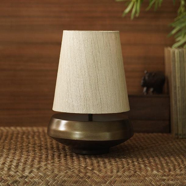 Buy Table lamp - Swara Antique Gold Lamp With Natural Silk Shade by Courtyard on IKIRU online store