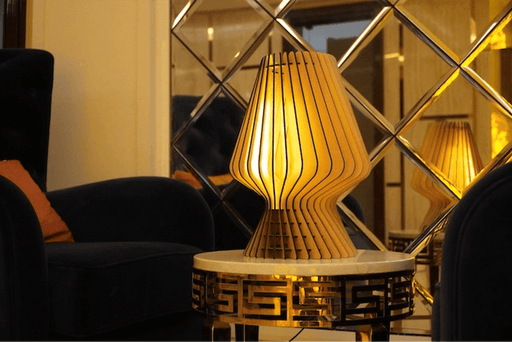 Buy Table lamp - Unique Radiant Flux Table Lamp Light | Decorative Wooden Lampshade For Side Table & Living Room by Teesha on IKIRU online store