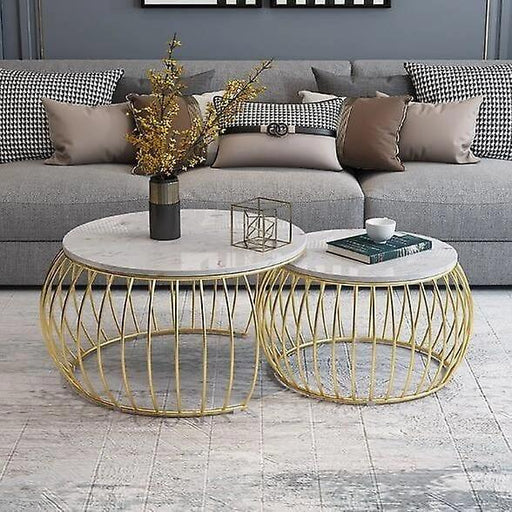 Buy Table - White Marble Top Round End Nesting Tables | Center Coffee Table For Living Room by Handicrafts Town on IKIRU online store