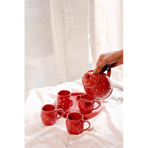 Buy Teapot - Radiant Polka Dot Tea Cup Set of 6 | Tea Kettle Jug with Tray by Arte Casa on IKIRU online store