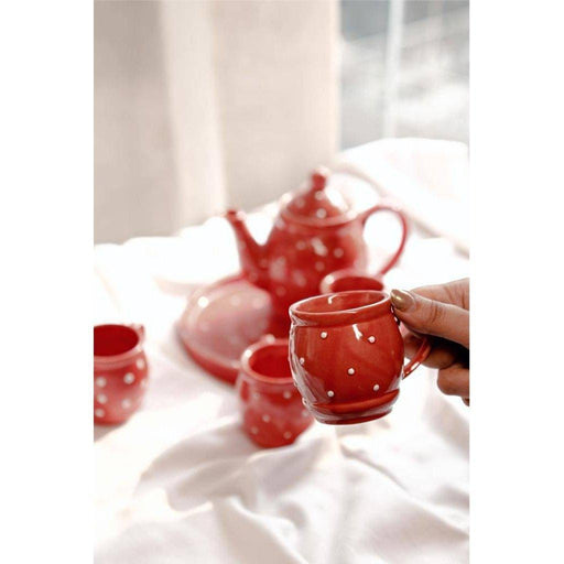 Buy Teapot - Radiant Polka Dot Tea Cup Set of 6 | Tea Kettle Jug with Tray by Arte Casa on IKIRU online store