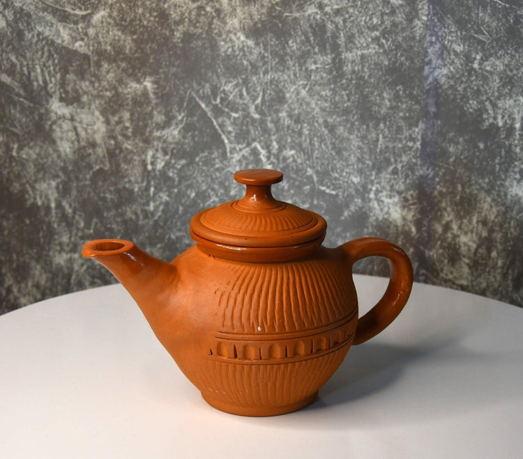 Terracotta Tea Kettle Brown | Rustic Tea Pot For Serving