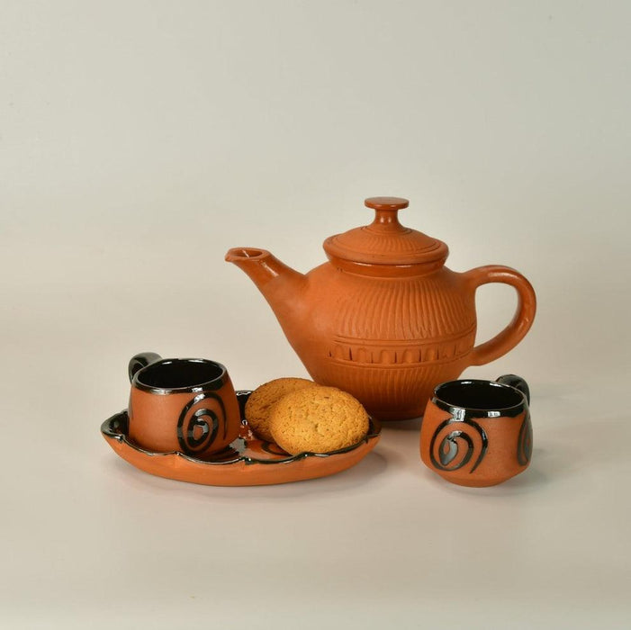 Buy Teapot - Terracotta Tea Kettle Brown | Rustic Tea Pot For Serving by Sowpeace on IKIRU online store