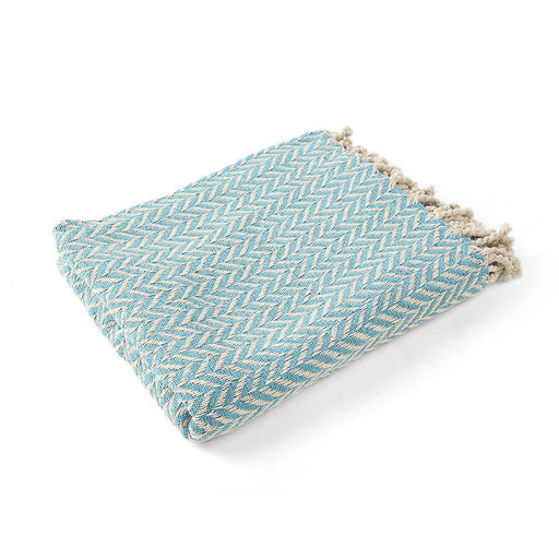 Buy Throws - Leilani Blue Cotton Throw Blanket For Sofa & Bedroom by Home4U on IKIRU online store