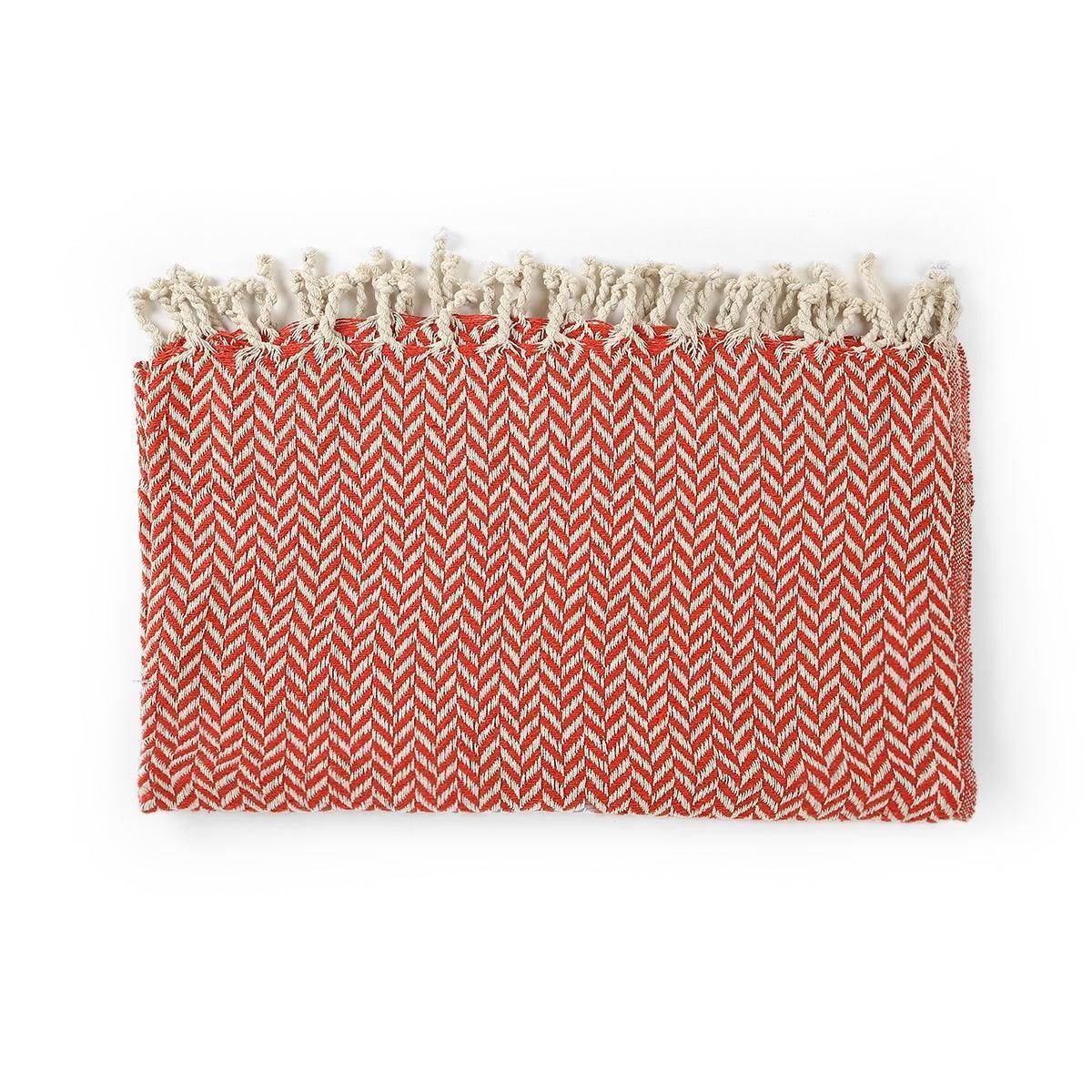 Buy Throws - Linnea Red Cotton Throw Blanket For Sofa & Bedroom by Home4U on IKIRU online store