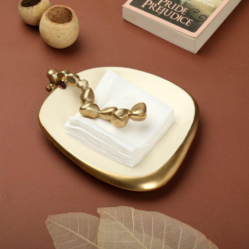 Buy Tissue Holder - Unique Stone & Metal Napkin Holder | Decorative Tissue Paper Stand For Table by De Maison Decor on IKIRU online store